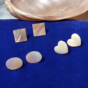 Three pair Pink TN Mother of Pearl Earrings